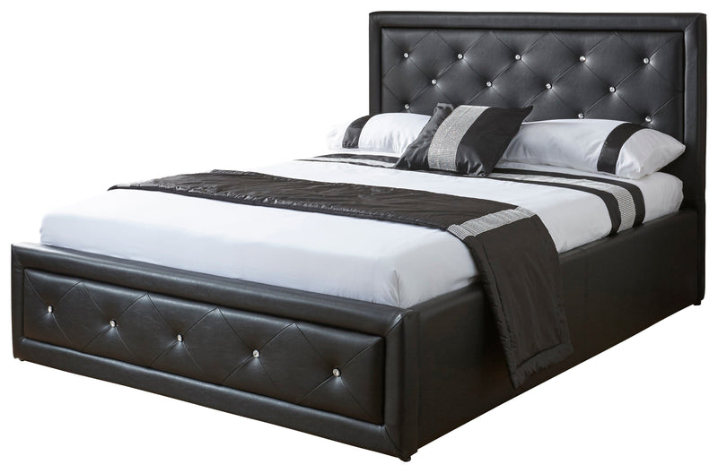 GFW Leather Storage Bed Hollywood Gas Lift Black Bed Kings