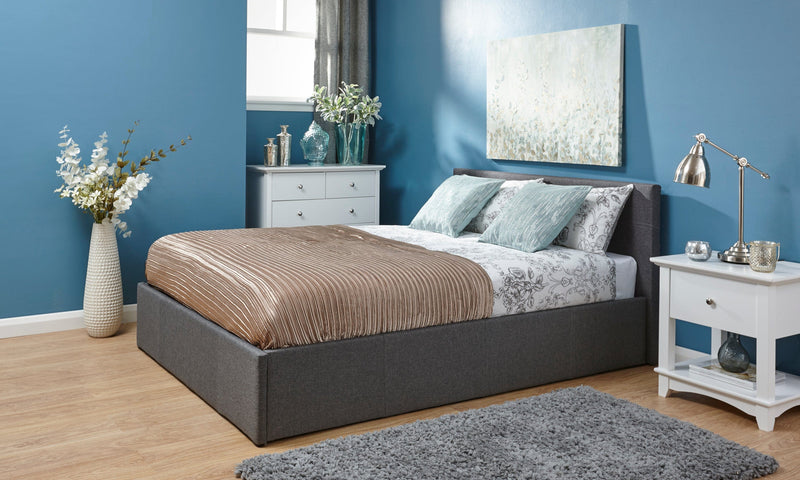 GFW Leather Storage Bed Side Lift Ottoman Bed Grey Bed Kings