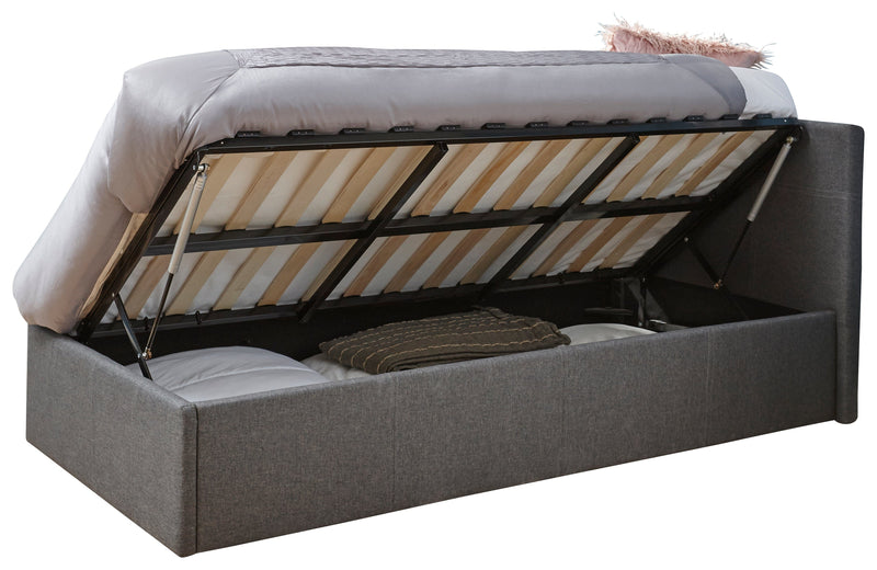 GFW Leather Storage Bed Side Lift Ottoman Bed Grey Bed Kings
