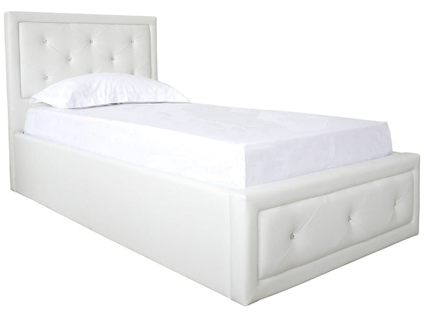 GFW Leather Storage Bed Single 90cm 3ft Hollywood Ottoman White Bed Kings