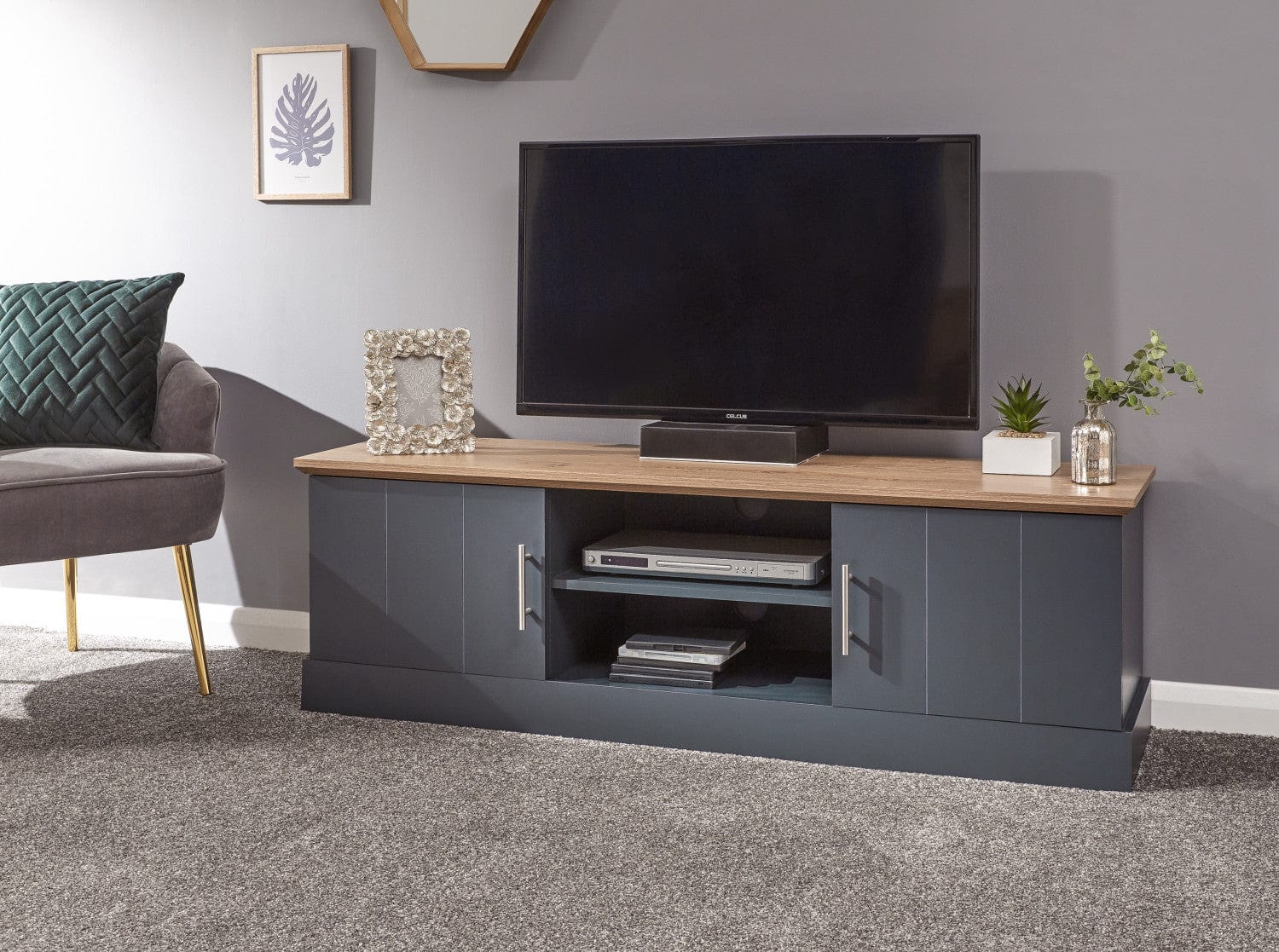 GFW Living Room Set Kendal Large 4 Piece Living Room Set - Slate Blue Bed Kings