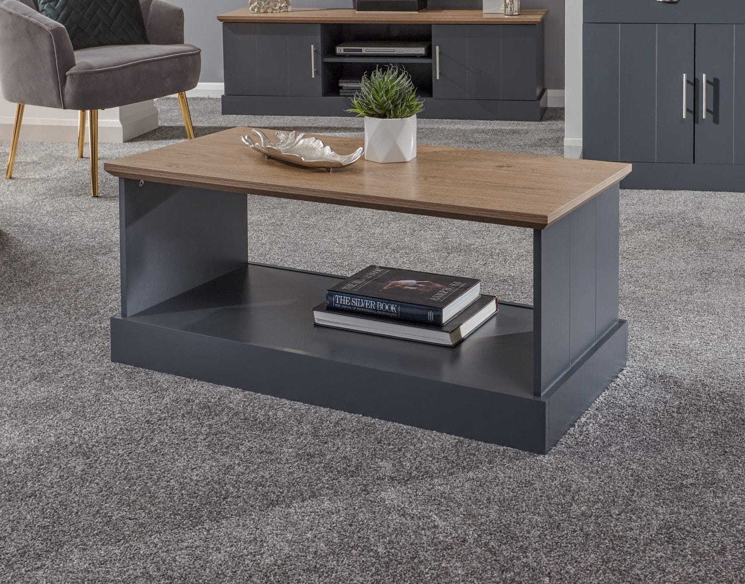 GFW Living Room Set Kendal Large 4 Piece Living Room Set - Slate Blue Bed Kings
