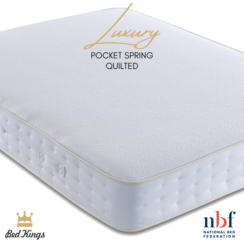 Bed Kings Mattress Single 90cm 3ft / 1000 Pocket Springs (Softer) / Quilted Luxury Pocket Spring Mattress Bed Kings