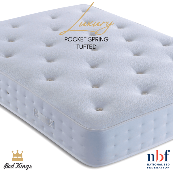 Bed Kings Mattress Single 90cm 3ft / 1000 Pocket Springs (Softer) / Tufted Luxury Pocket Spring Mattress Bed Kings