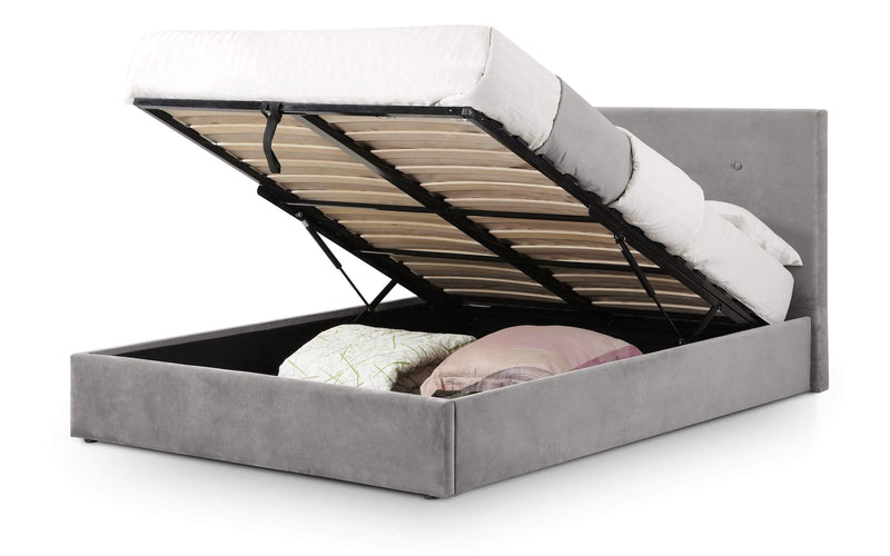 Julian Bowen Ottoman Bed Shoreditch High Headboard Lift-Up Storage Bed - Shoreditch - Slate Grey Bed Kings