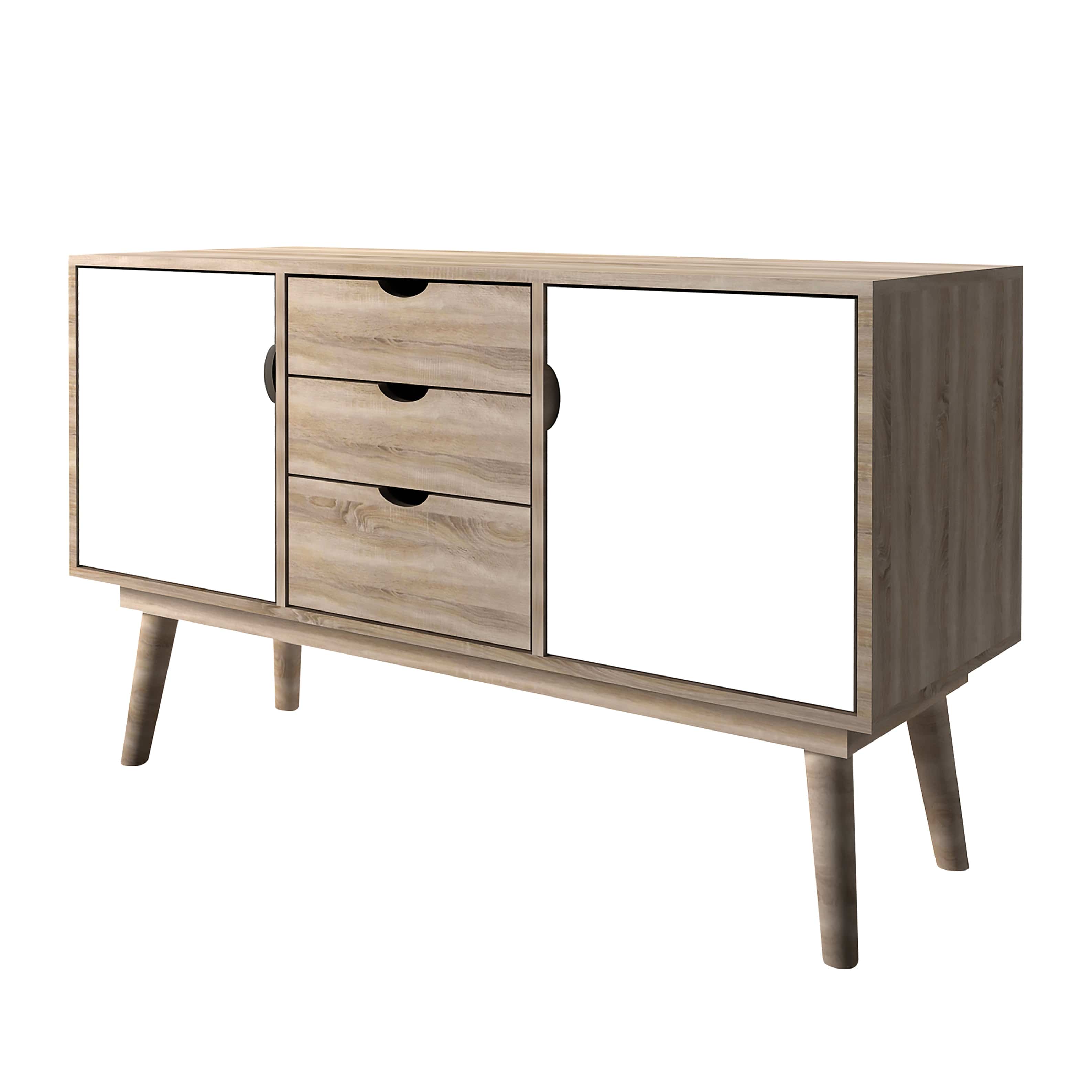 LPD Sideboard Scandi Oak 2 Door Sideboard White Bed Kings