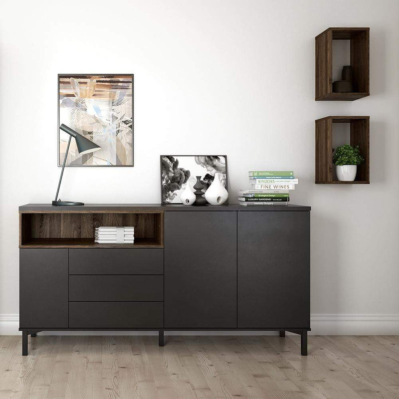 FTG Shelving Unit Roomers - Wall Shelf Unit in Walnut Bed Kings