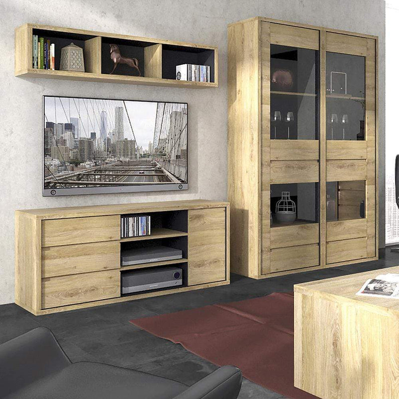 FTG Shelving Unit Shetland - Wide wall shelf - Shetland Oak Finish Bed Kings