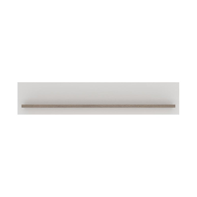 FTG Shelving Unit Toronto - 125cm Wall shelf - White High Gloss with San Remo Oak inset Bed Kings