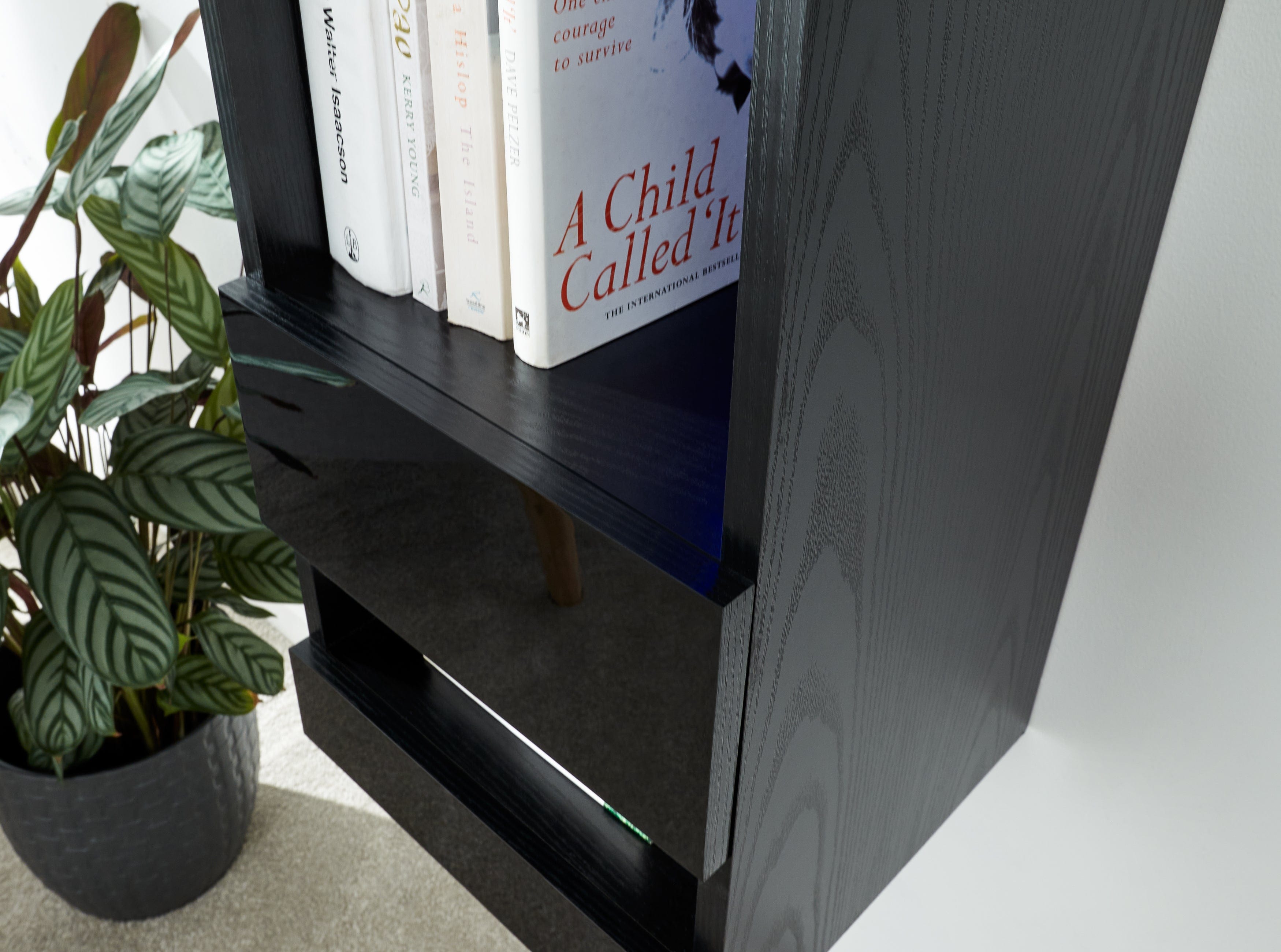 GFW Shelving Unit Galicia Tall Shelf Unit With Led Black Bed Kings