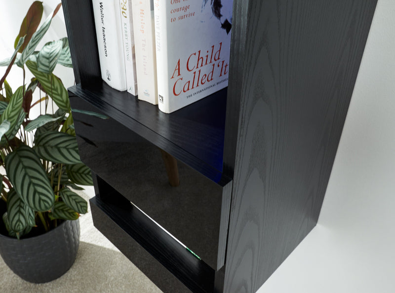 GFW Shelving Unit Galicia Tall Shelf Unit With Led Black Bed Kings