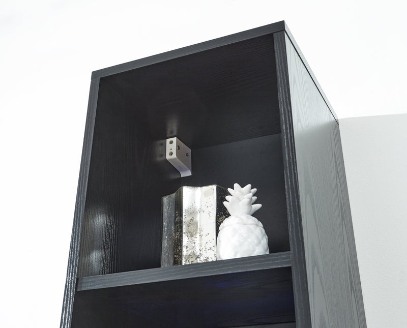 GFW Shelving Unit Galicia Tall Shelf Unit With Led Black Bed Kings