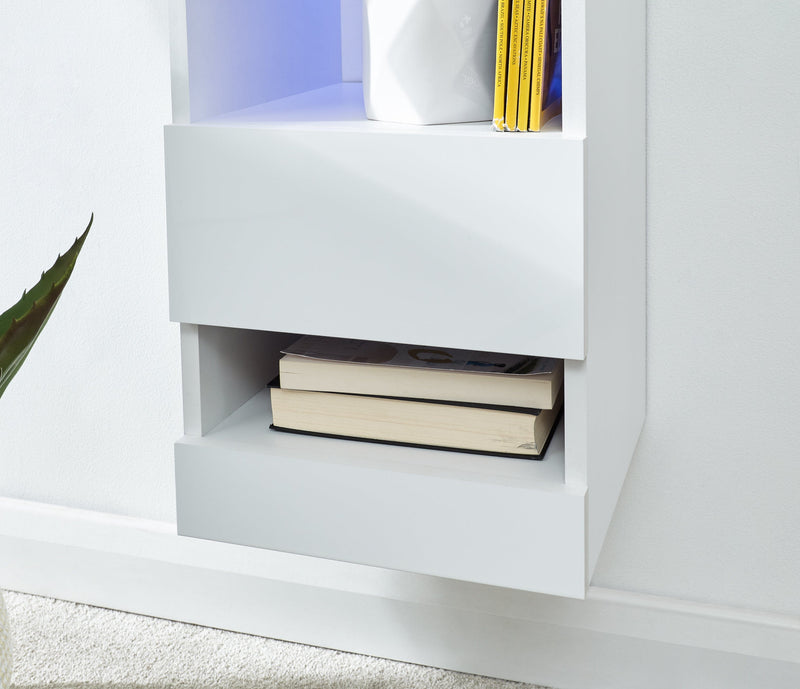 GFW Shelving Unit Galicia Tall Shelf Unit With Led White Bed Kings