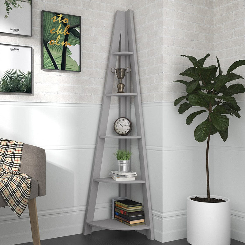 LPD Shelving Unit Tiva Corner Ladder Shelving Grey Bed Kings