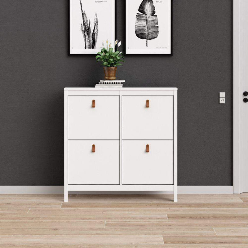 FTG Shoe Cabinet Barcelona Shoe Cabinet 4 Compartments In White Bed Kings