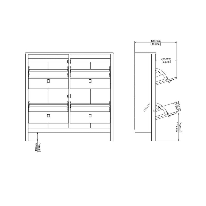 FTG Shoe Cabinet Barcelona Shoe Cabinet 4 Compartments In White Bed Kings