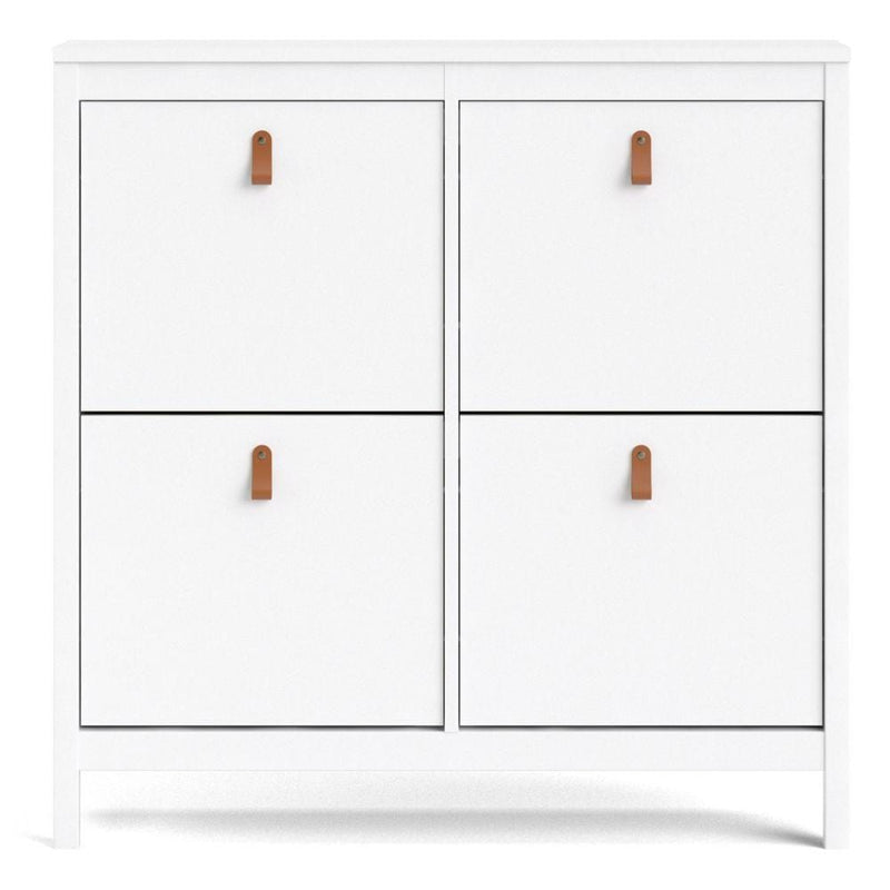 FTG Shoe Cabinet Barcelona Shoe Cabinet 4 Compartments In White Bed Kings