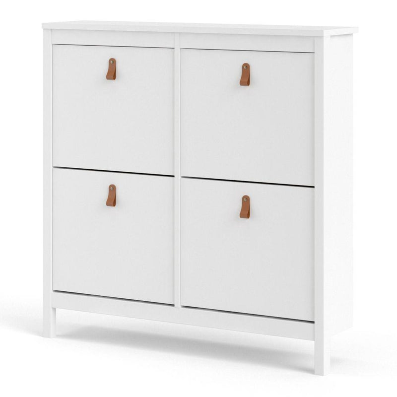 FTG Shoe Cabinet Barcelona Shoe Cabinet 4 Compartments In White Bed Kings