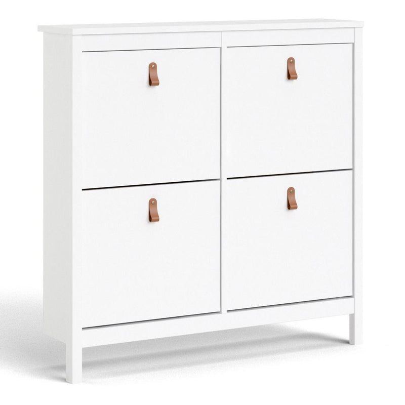 FTG Shoe Cabinet Barcelona Shoe Cabinet 4 Compartments In White Bed Kings