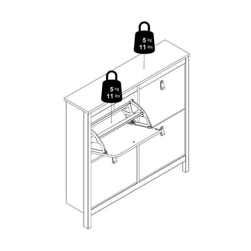 FTG Shoe Cabinet Barcelona Shoe Cabinet 4 Compartments In White Bed Kings