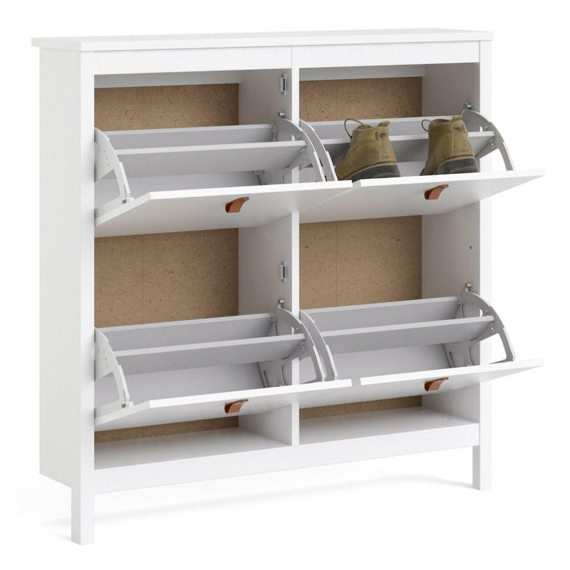 FTG Shoe Cabinet Barcelona Shoe Cabinet 4 Compartments In White Bed Kings