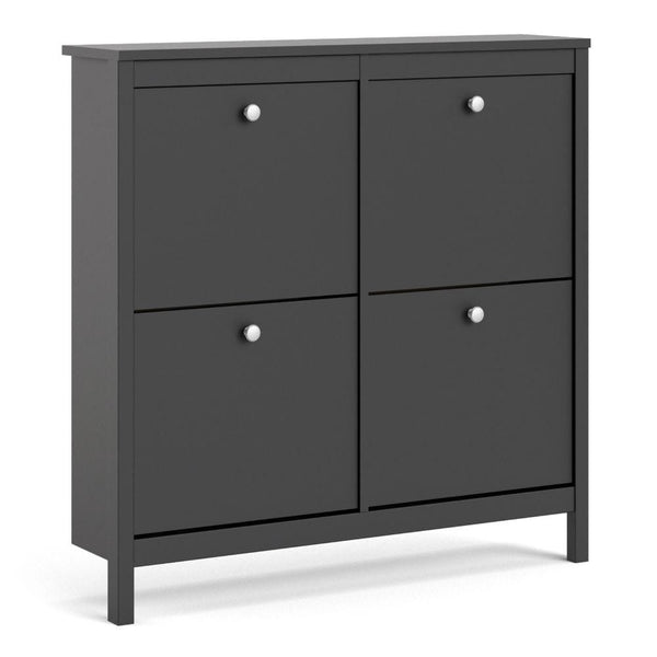 FTG Shoe Cabinet Madrid Shoe Cabinet 4 Compartments In Matt Black Bed Kings