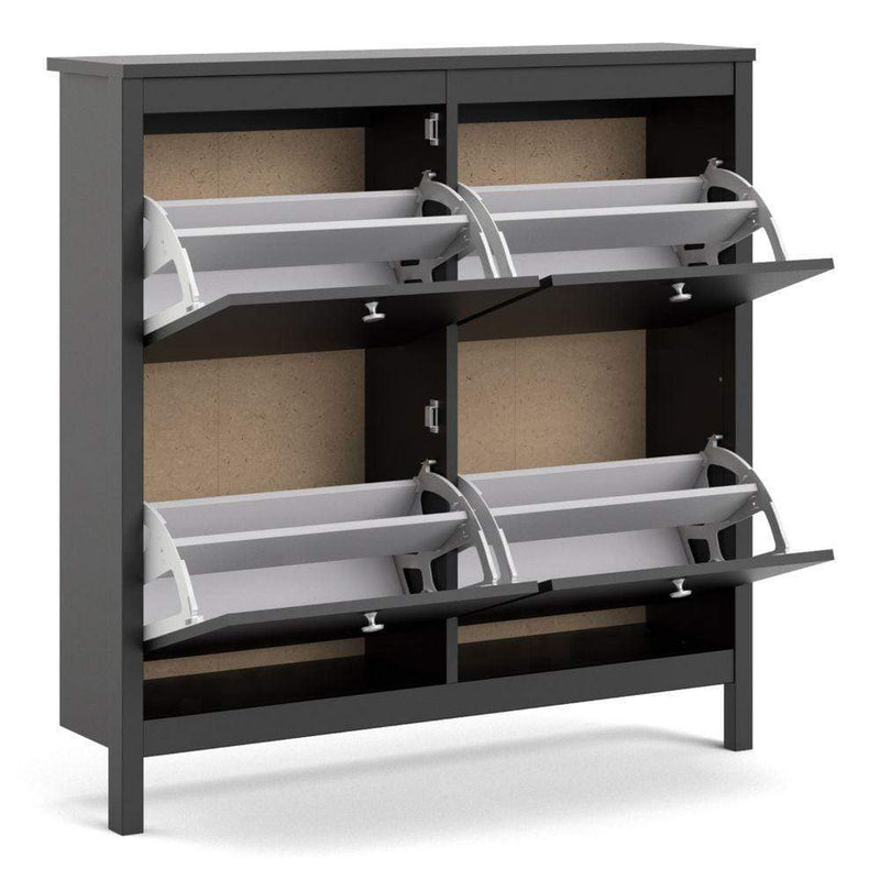 FTG Shoe Cabinet Madrid Shoe Cabinet 4 Compartments In Matt Black Bed Kings