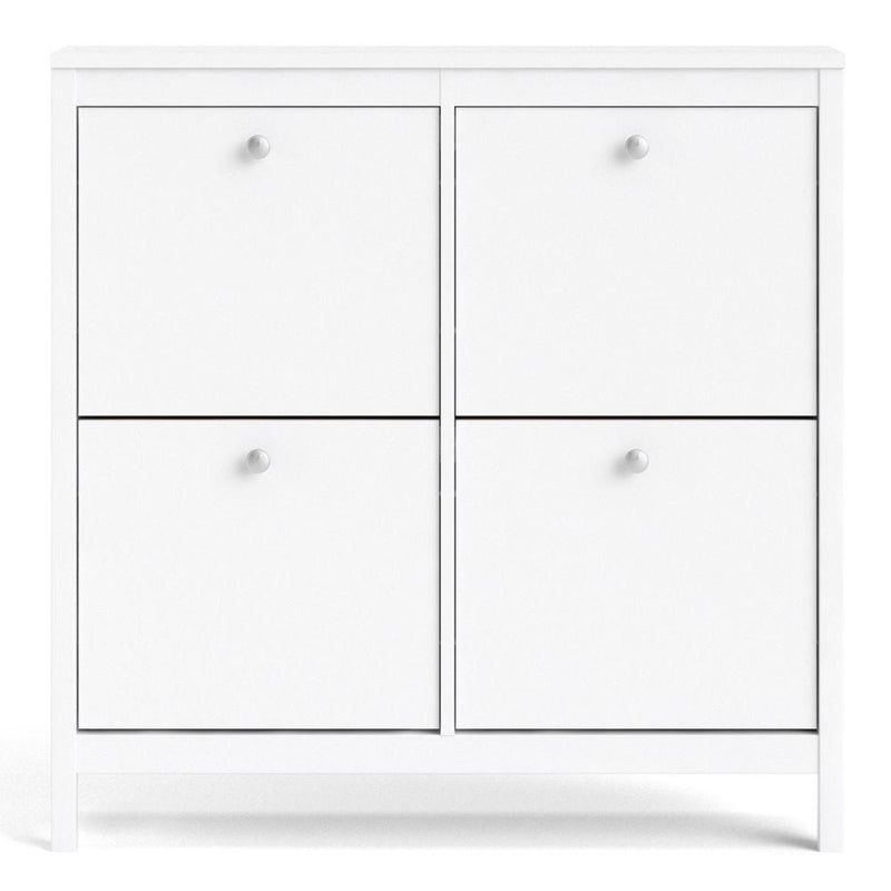 FTG Shoe Cabinet Madrid Shoe Cabinet 4 Compartments In White Bed Kings