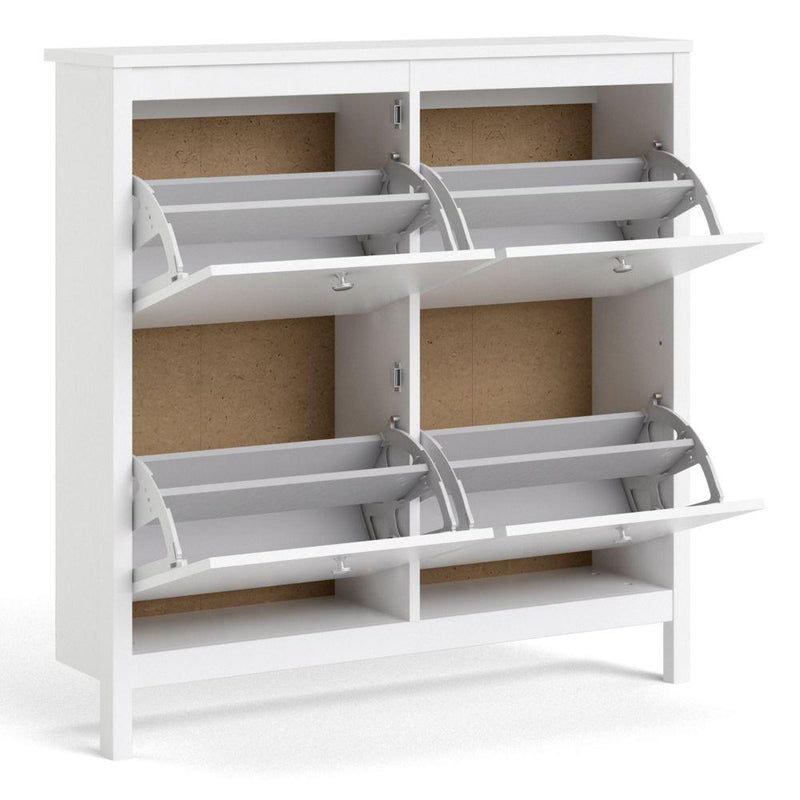 FTG Shoe Cabinet Madrid Shoe Cabinet 4 Compartments In White Bed Kings
