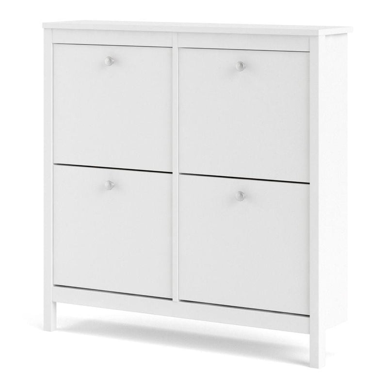 FTG Shoe Cabinet Madrid Shoe Cabinet 4 Compartments In White Bed Kings