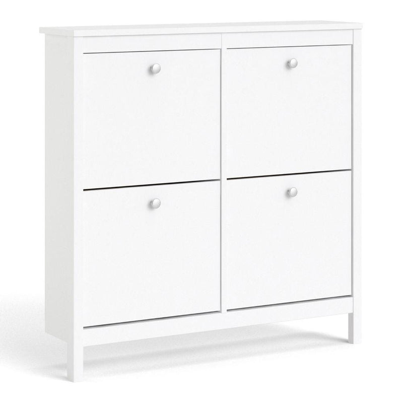 FTG Shoe Cabinet Madrid Shoe Cabinet 4 Compartments In White Bed Kings