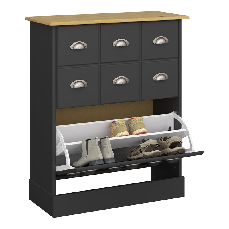 FTG Shoe Cabinet Nola Shoe Cabinet Black & Pine Bed Kings