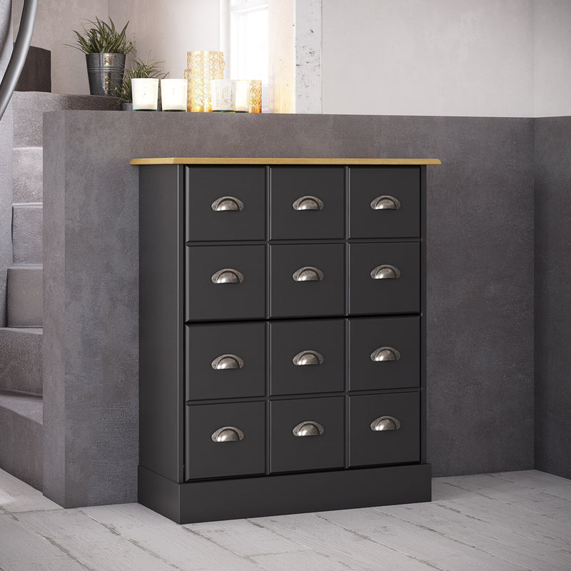 FTG Shoe Cabinet Nola Shoe Cabinet Black & Pine Bed Kings