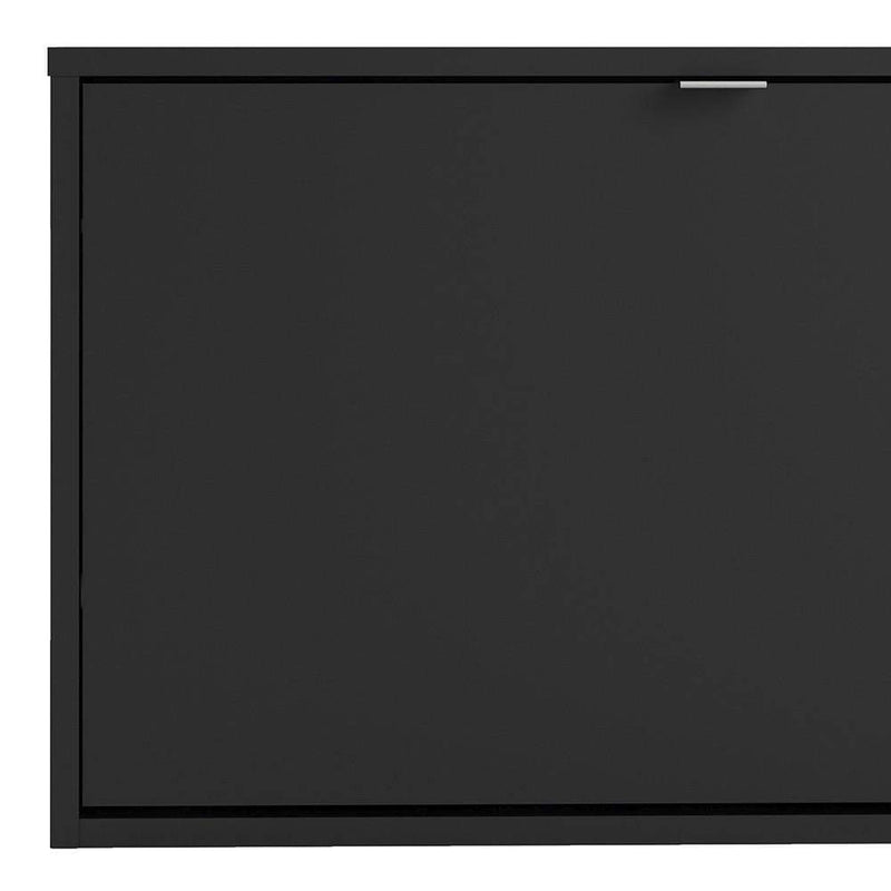FTG Shoe Cabinet Shoe cabinet  with 1 tilting door and 1 layer - Matt Black Bed Kings