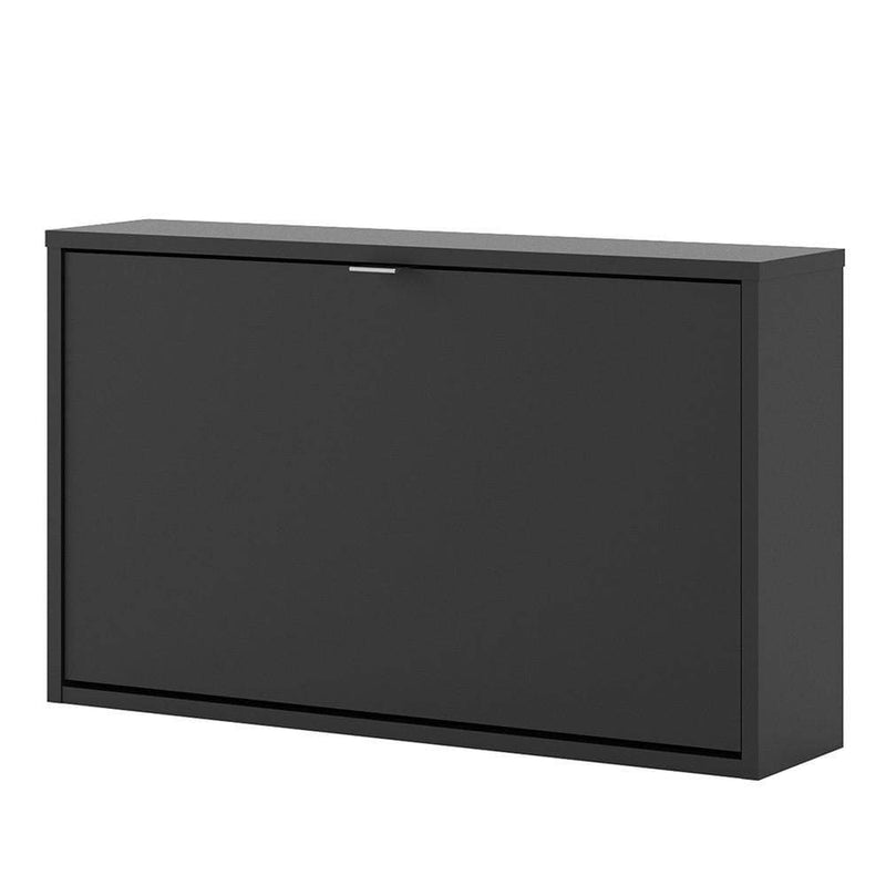 FTG Shoe Cabinet Shoe cabinet  with 1 tilting door and 1 layer - Matt Black Bed Kings
