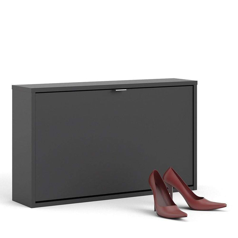 FTG Shoe Cabinet Shoe cabinet  with 1 tilting door and 1 layer - Matt Black Bed Kings