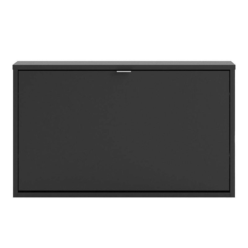 FTG Shoe Cabinet Shoe cabinet  with 1 tilting door and 1 layer - Matt Black Bed Kings