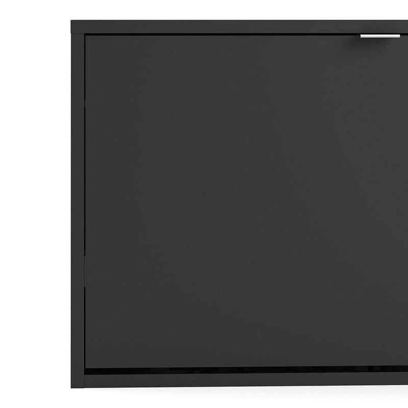 FTG Shoe Cabinet Shoe cabinet  with 1 tilting door and 2 layers - Matt Black Bed Kings