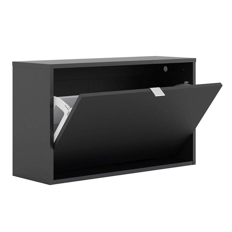 FTG Shoe Cabinet Shoe cabinet  with 1 tilting door and 2 layers - Matt Black Bed Kings