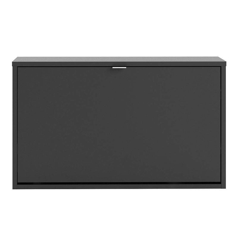 FTG Shoe Cabinet Shoe cabinet  with 1 tilting door and 2 layers - Matt Black Bed Kings