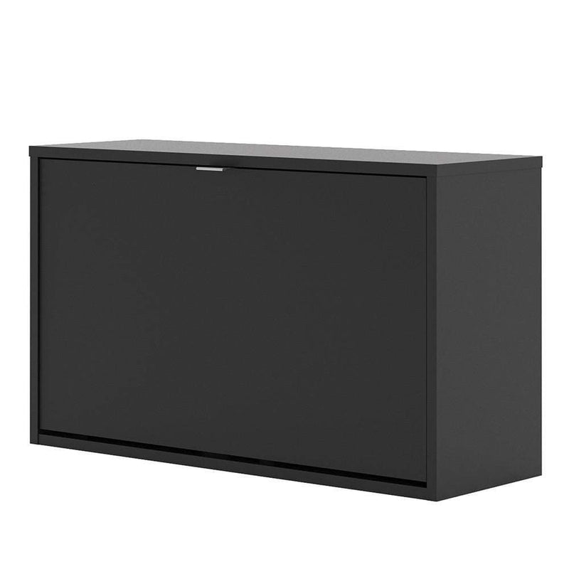 FTG Shoe Cabinet Shoe cabinet  with 1 tilting door and 2 layers - Matt Black Bed Kings