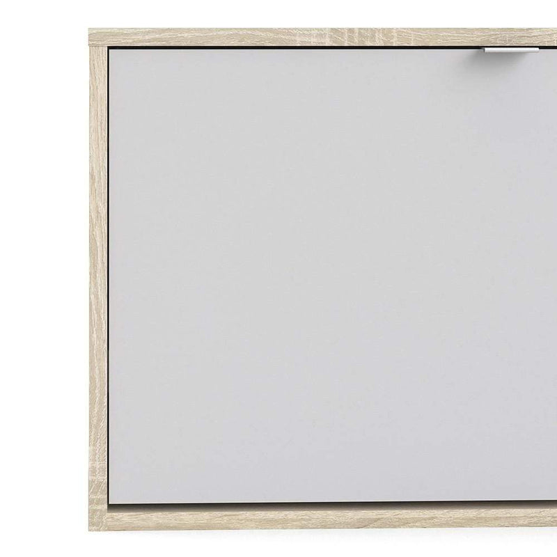 FTG Shoe Cabinet Shoe cabinet  with 1 tilting door and 2 layers - Oak structure White Bed Kings