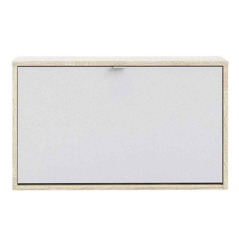 FTG Shoe Cabinet Shoe cabinet  with 1 tilting door and 2 layers - Oak structure White Bed Kings