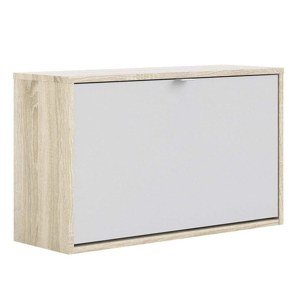 FTG Shoe Cabinet Shoe cabinet  with 1 tilting door and 2 layers - Oak structure White Bed Kings