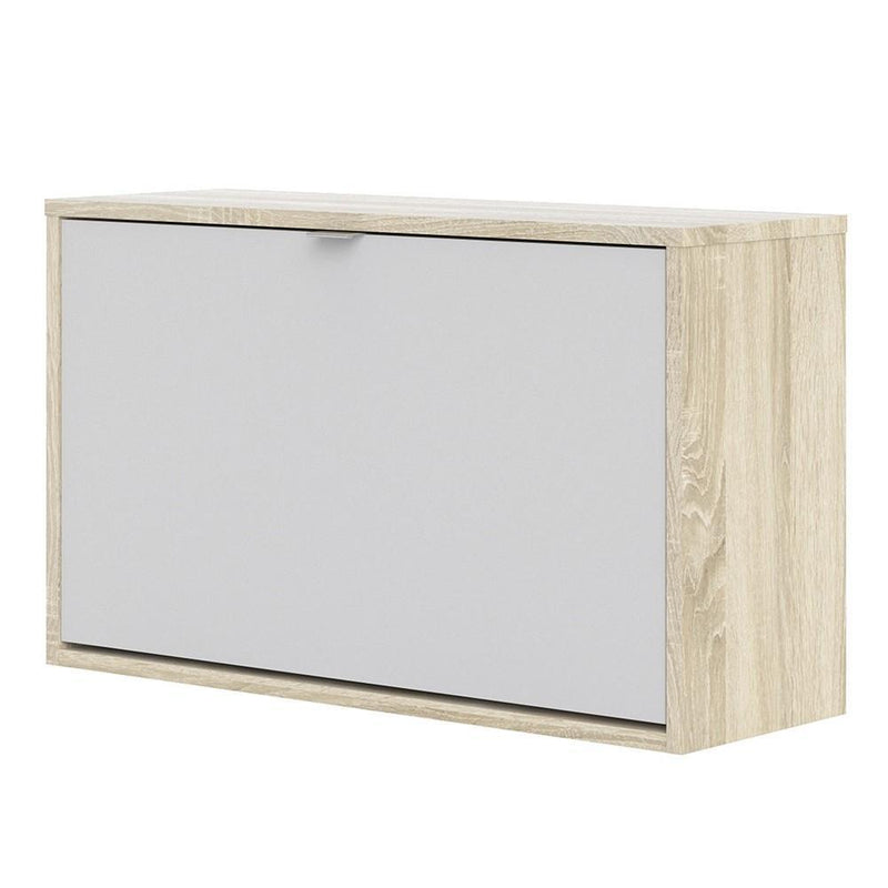 FTG Shoe Cabinet Shoe cabinet  with 1 tilting door and 2 layers - Oak structure White Bed Kings