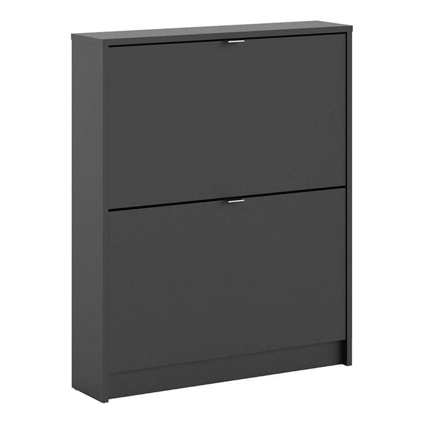 FTG Shoe Cabinet Shoe cabinet  with 2 tilting doors and 1 layer - Matt Black Bed Kings