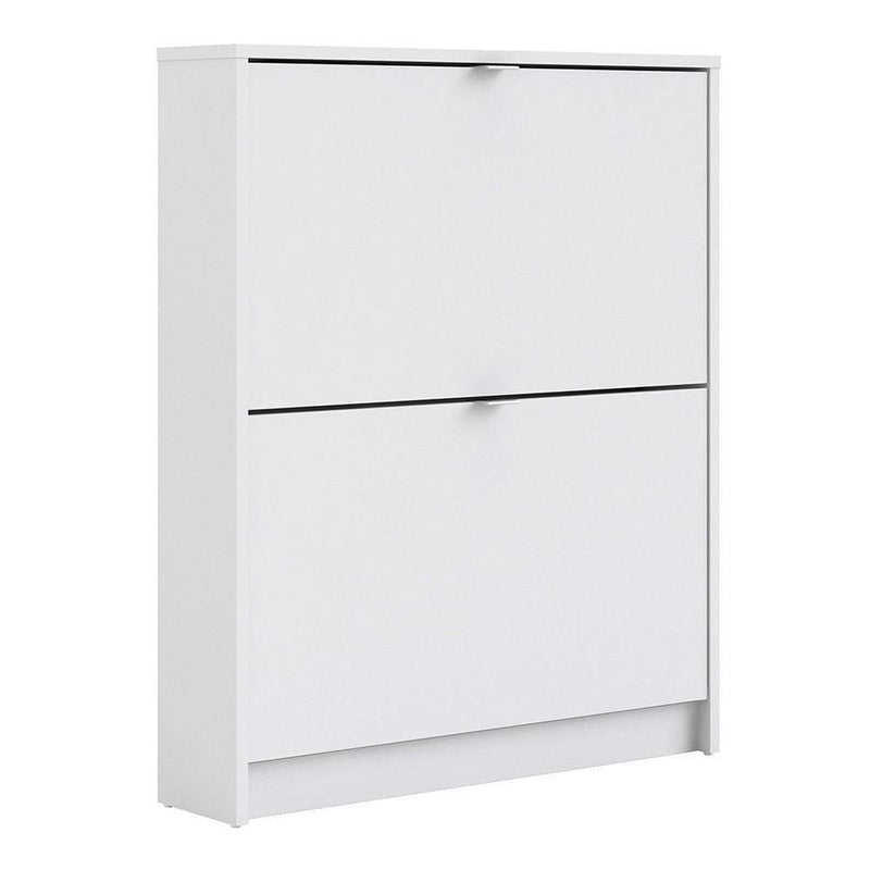 FTG Shoe Cabinet Shoe cabinet  with 2 tilting doors and 1 layer - White Bed Kings