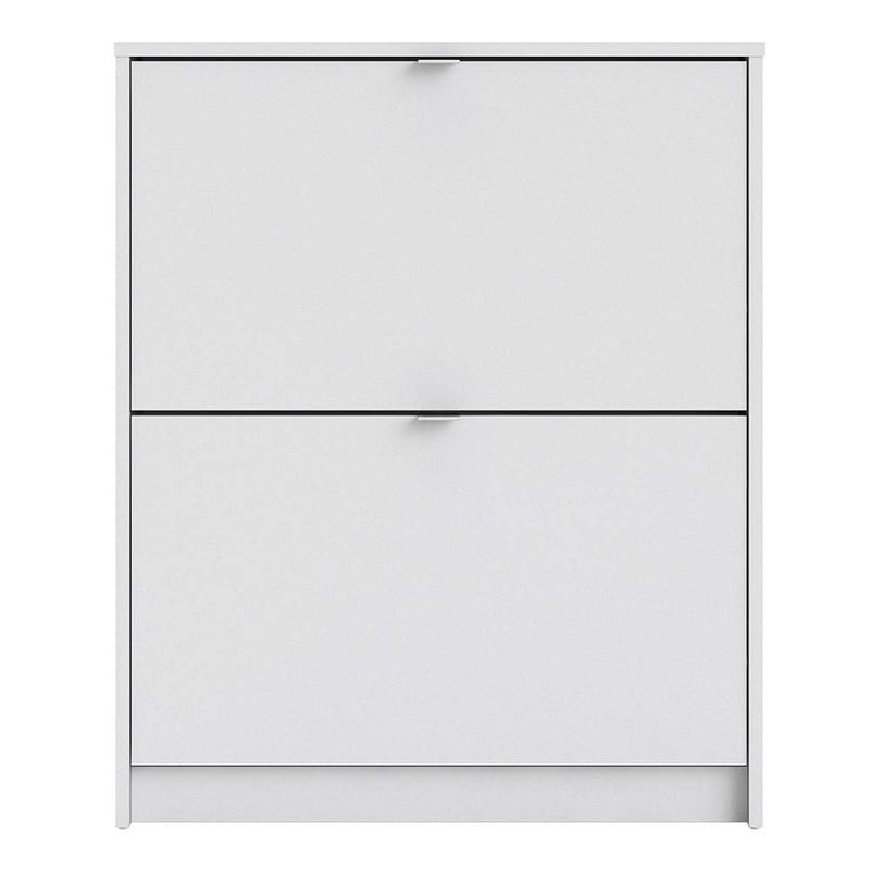 FTG Shoe Cabinet Shoe cabinet  with 2 tilting doors and 1 layer - White Bed Kings