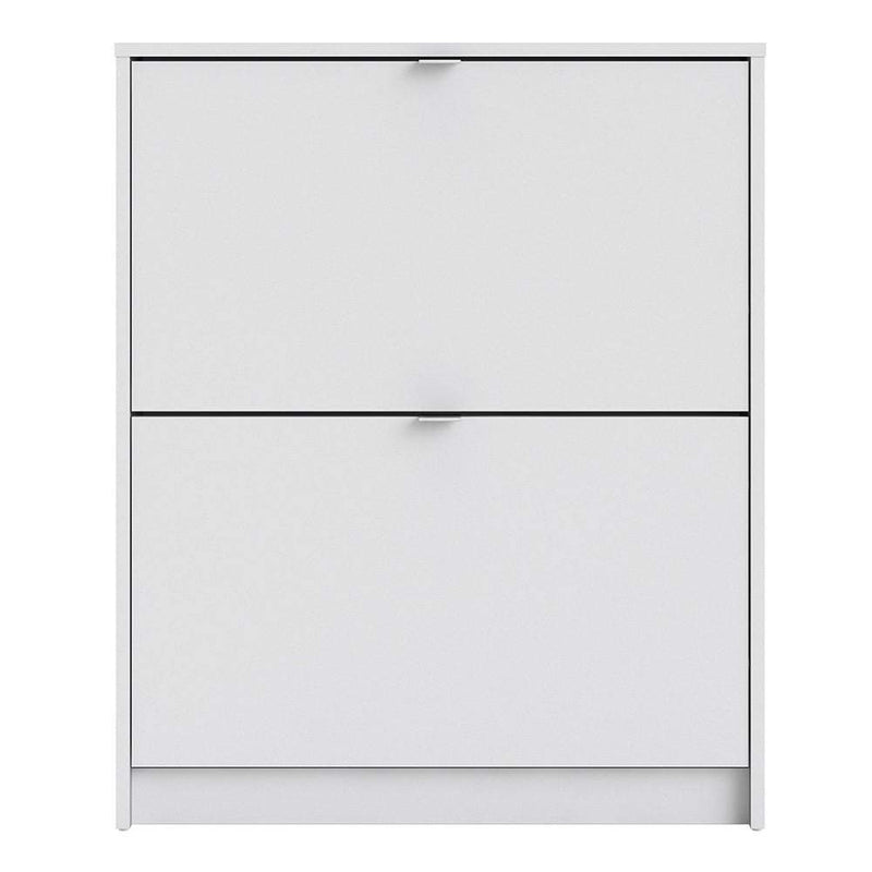 FTG Shoe Cabinet Shoe cabinet  with 2 tilting doors and 1 layer - White Bed Kings