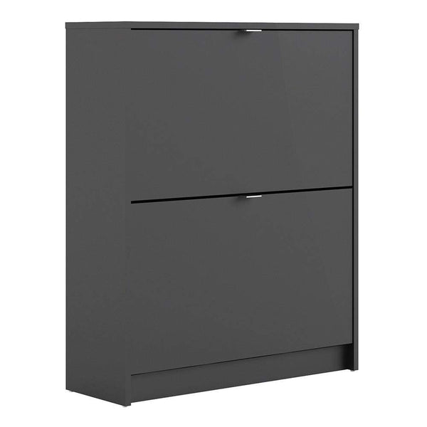 FTG Shoe Cabinet Shoe cabinet  with 2 tilting doors and 2 layers - Matt Black Bed Kings
